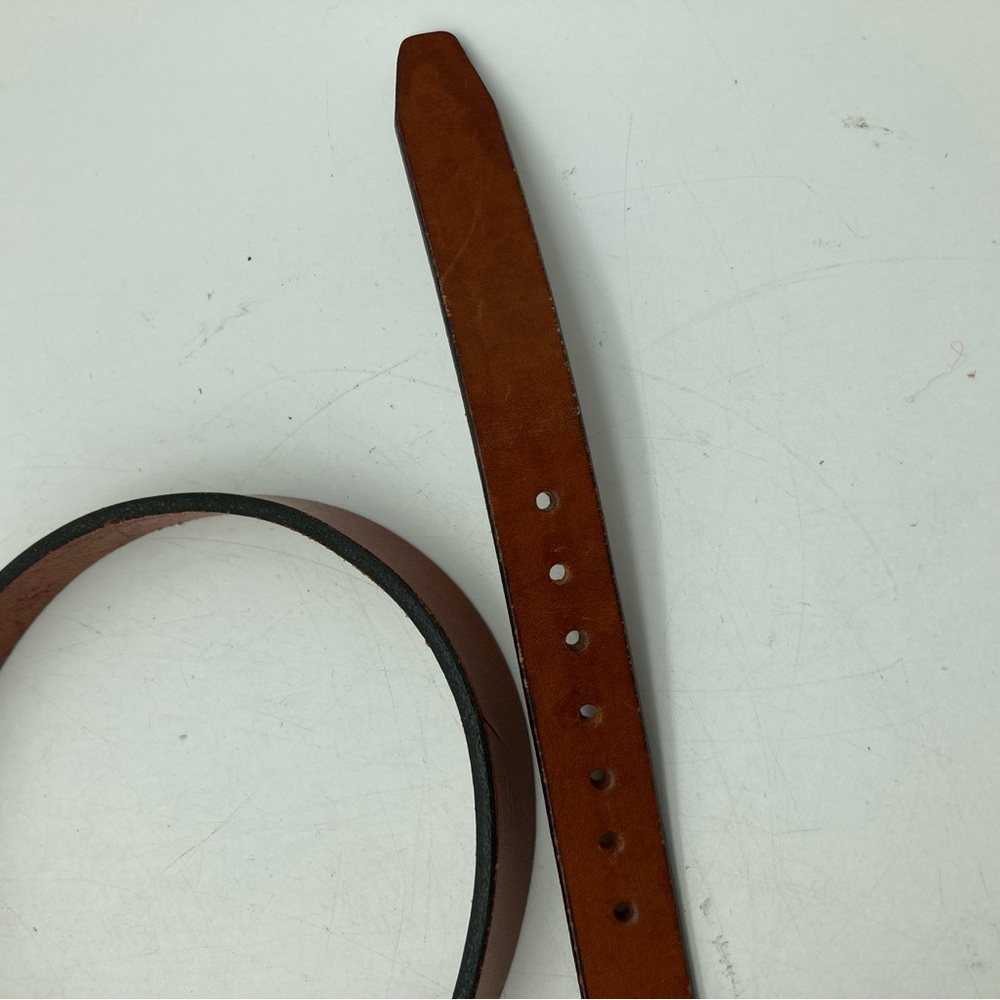 Vintage Calvin Klein Brown Leather Belt with Brass Buckle - Picture 5 of 5